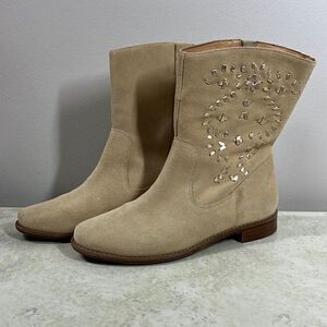 Jack Rogers Khaki Kaitlin Stitched Suede Boots 6.5